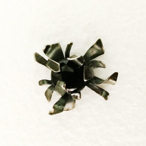 Black silver onyx stud earrings - Unique piece