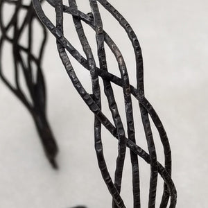 ZusZa - braided black Sterling Silver Hoops, hand made in 4 sizes