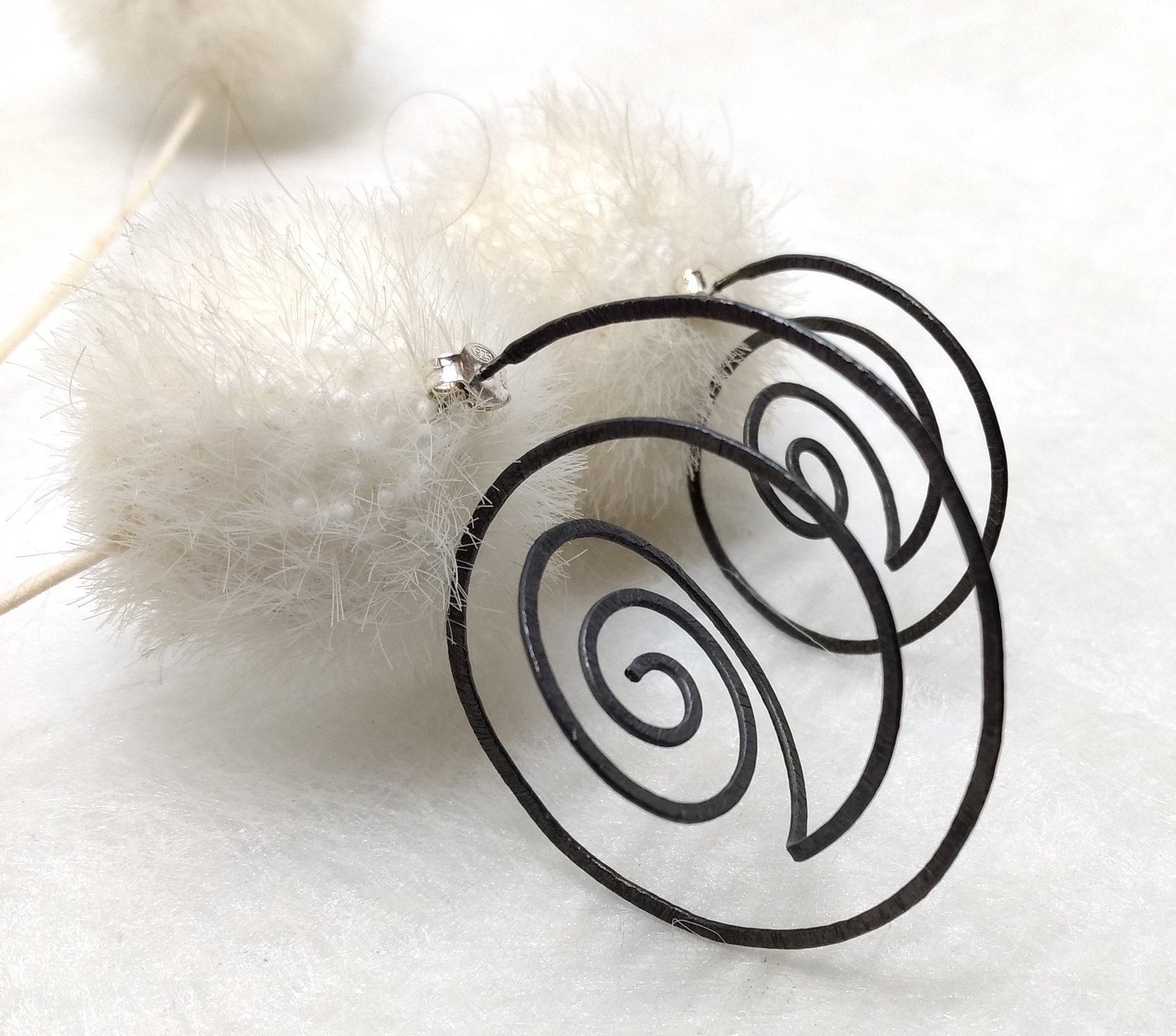 ZiMMt - 3D Sterling Silver hoops with a black finish, available in 2 sizes