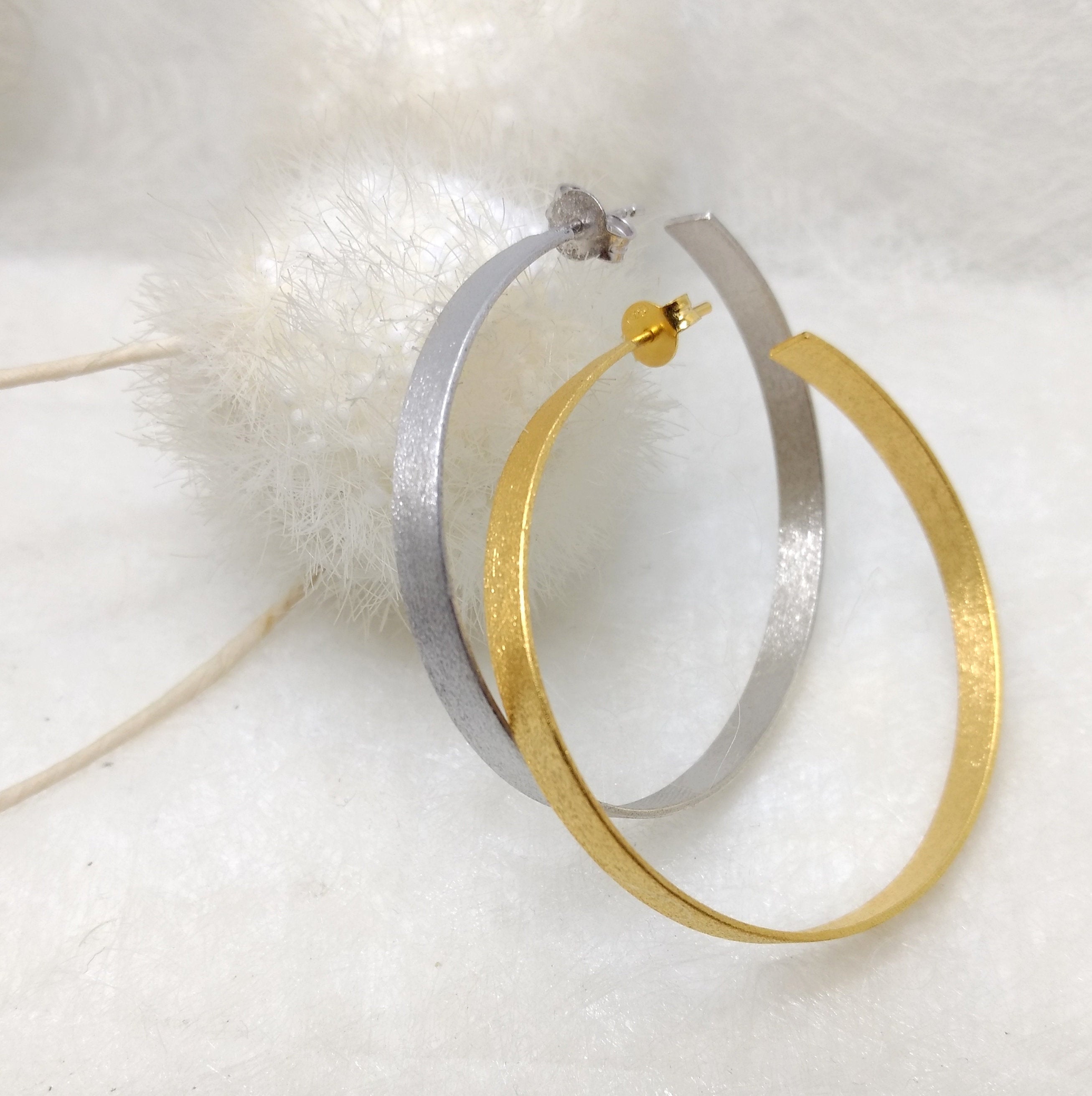 ImNos - big (ø 45 mm) Sterling Silver hoops, rhodium or gold plated