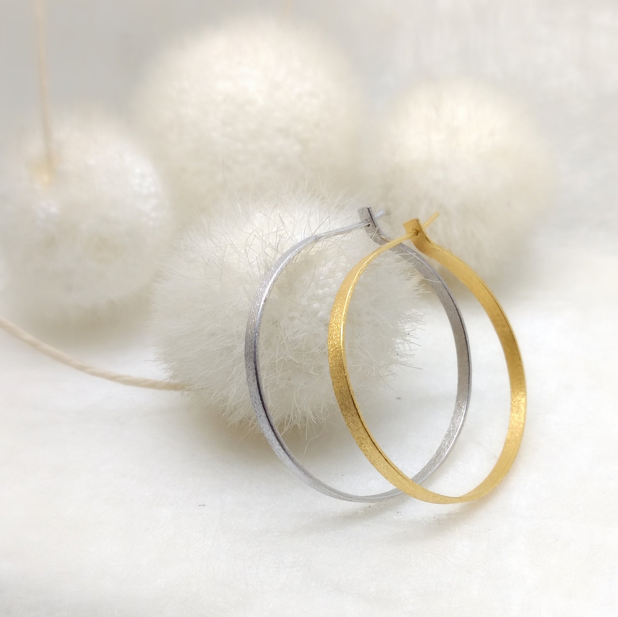 ImNos - big (ø 40mm) Sterling silver hoops in gold or rhodium plated