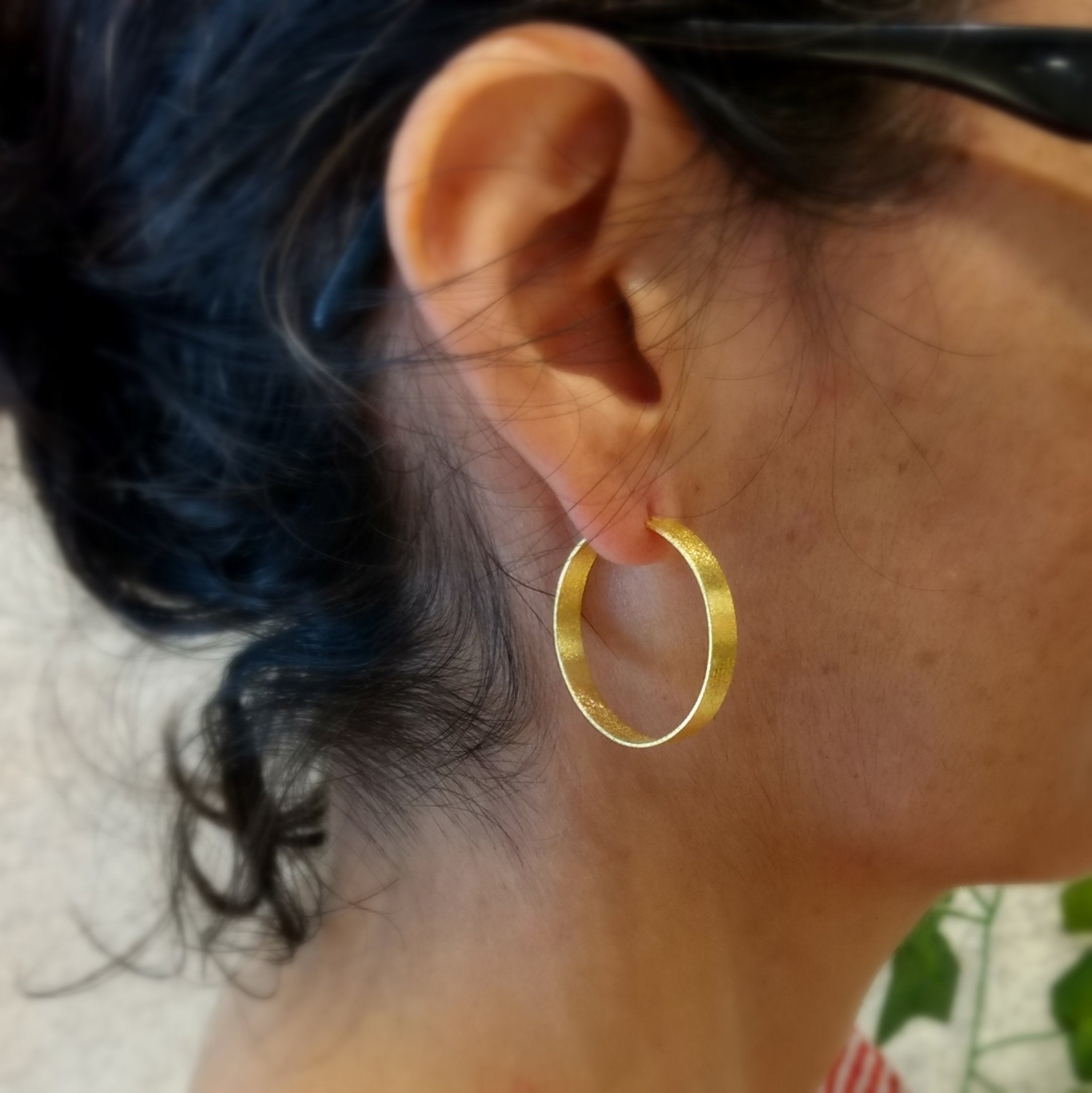 ImNos - big (ø 30 mm), broad Sterling Silver hoops, rhodium or gold plated