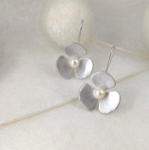 LoRe - Pendientes de gancho grandes con perla cultivada en 2 acabados