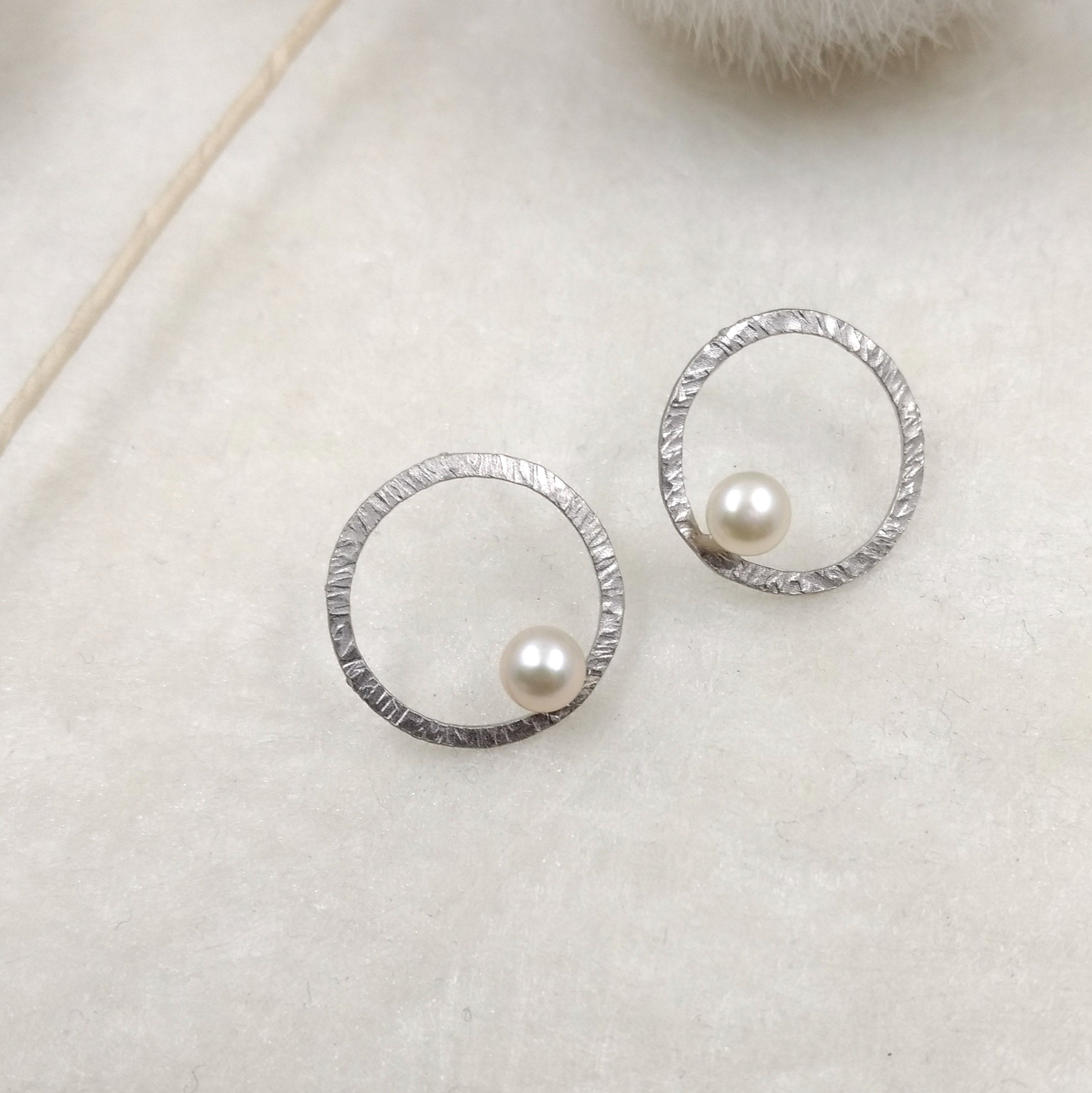 LaLune - small Silver buttons with pearls, available in 3 finishes