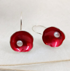 TiKiYa - big Sterling Silver hook earrings with white pearls, available in many colors