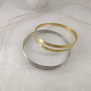 ImNos - doble Sterling Silver Bangle, rodium plated or with a 18 karat gold plating (P129)